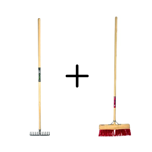 Laubbesen und Kehrbesen Set mit Holzstiel