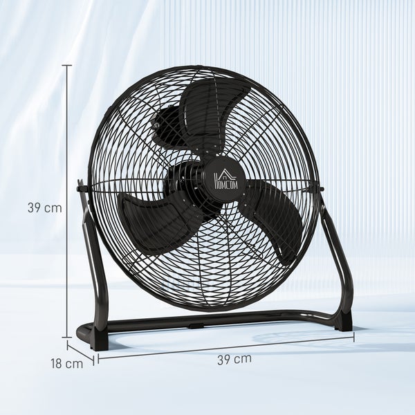 HOMCOM Tischventilator Elektrischer Ventilator mit 3 Geschwindigkeitsstufen, um 120° verstellbarer Winkel für Zuhause, Büro, Schlafzimmer, Schwarz