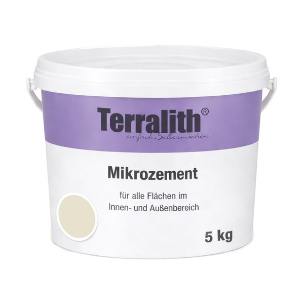Terralith Mikrozement 5 Kilogramm Eimer für den Innen- und Außenbereich.