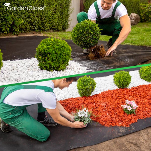GardenGloss® 20m² Unkrautvlies Gartenvlies 150g/m² Extra Stark gegen Unkraut – Extrem Reissfest und Hohe UV-Stabilisierung – Unkrautfolie Wasserdurchlässig (10m x 2m, gefaltet)