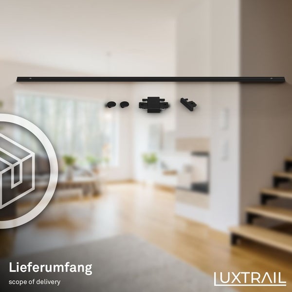Briloner Luxtrail Schienensystem, Zubehör, Erweiterungskomponente, Schwarz, 1 m