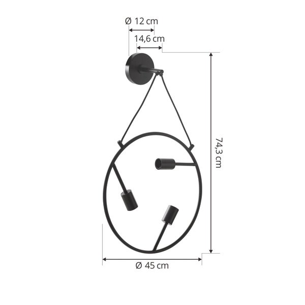 Lucande Wandleuchte, Wandlampe Innen Linnard (Design Modern) in Schwarz aus Metall (3 flammig E27) - Design Wandleuchten Wandbeleuchtung Schlafzimmer / Wohnzimmer Wohnzimmerleuchte