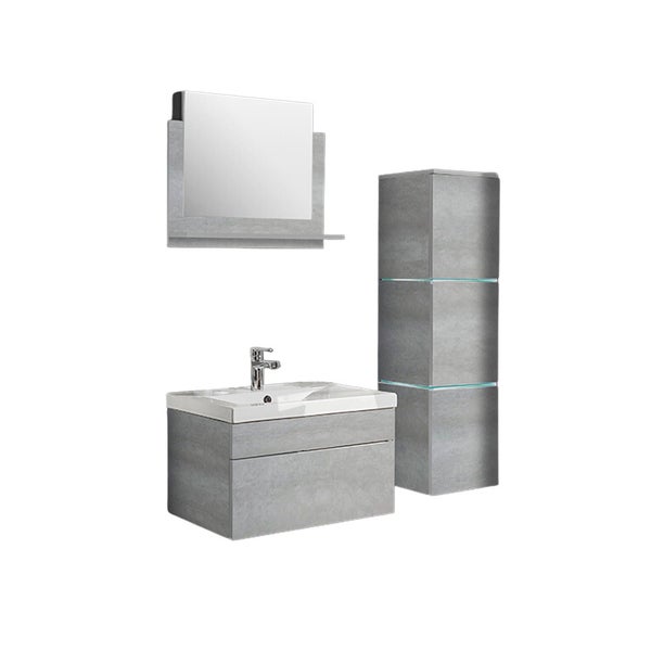 Home Deluxe - Badmöbel-Set - WANGEROOGE Grau - Large - inkl. Waschbecken und komplettem Zubehör - Breite Waschbecken: 60 cm | Badezimmermöbel Waschtisch Badmöbelset