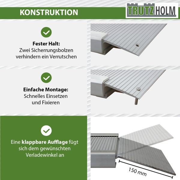 Trutzholm Laderampe mit klappbarer Auflage und Sicherungsbolzen