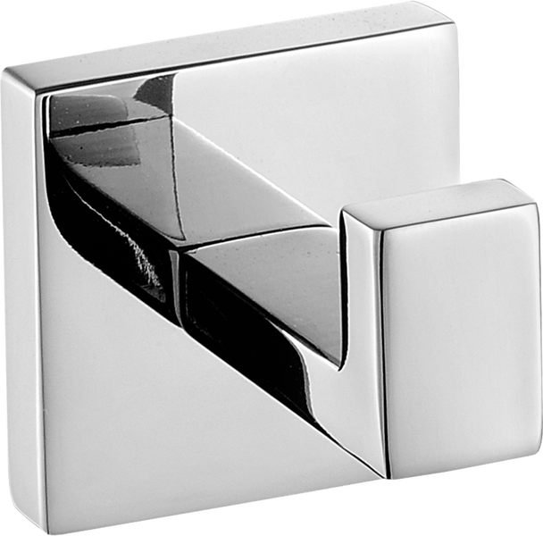 Moderner Handtuchhaken aus Metall in Chrom-Optik mit quadratischer Form.