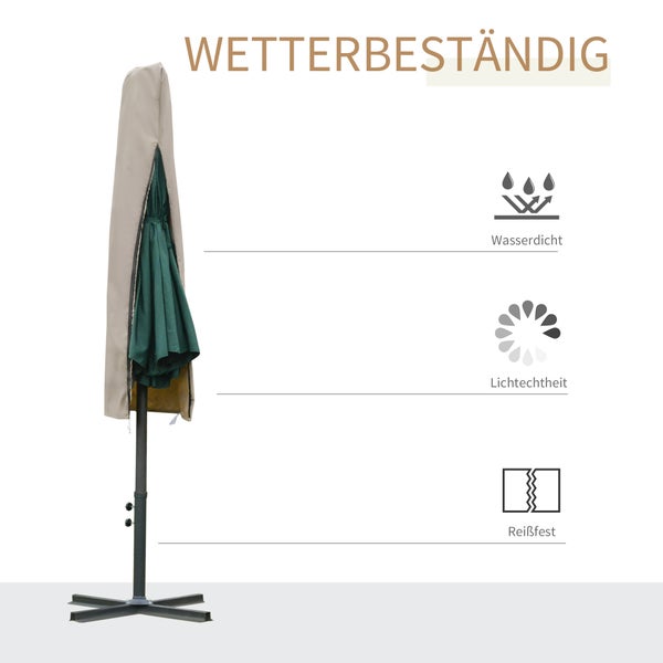 Outsunny Sonnenschirm Schutzhülle für Ampelschirm, Ø63 x 164 cm, Polyester-Gewebe mit PU-Beschichtung, Khaki