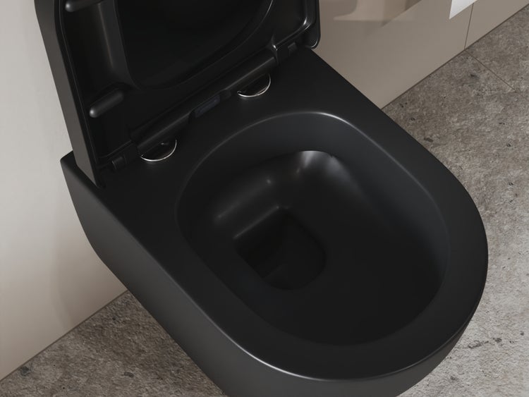 Aqua Bagno Cocon 2.0 Hänge-WC – Schwarz matt, spülrandlos & kompakt (49 cm)