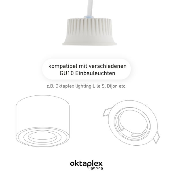 LED Modul flach dimmbar 6er Set GU10 Ersatz Leuchtmittel 2700K Warmweiß 370 lm für Einbauspots 230V LED Leuchtmittel