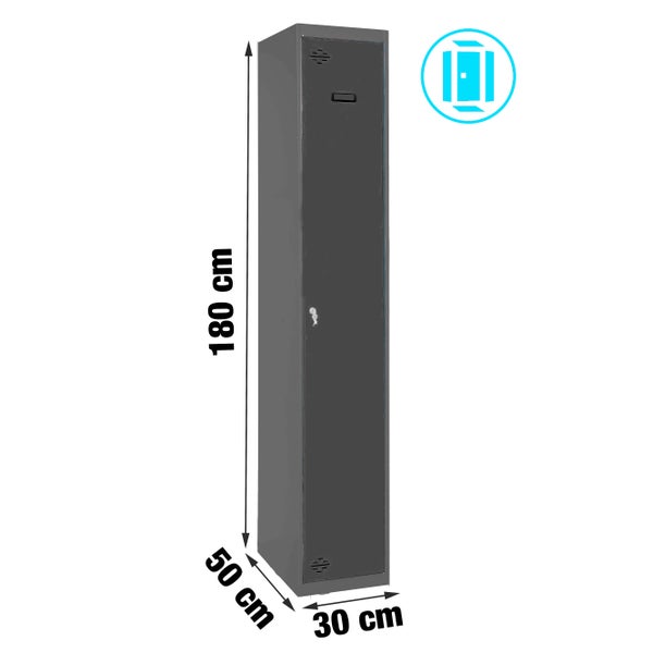 Metall Garderobenschrank mit den Maßen 180 cm x 50 cm x 30 cm