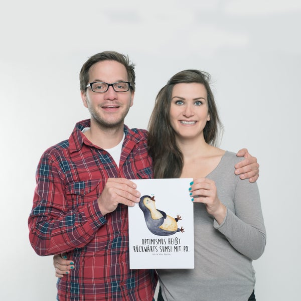 Mr. & Mrs. Panda DIN A4 Poster Pinguin Lachen - Weiß