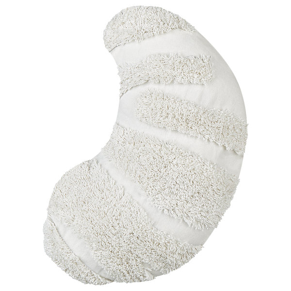 Mondkissen mit strukturierter Oberfläche aus Textil in Halbmondform als dekoratives Wohnaccessoire