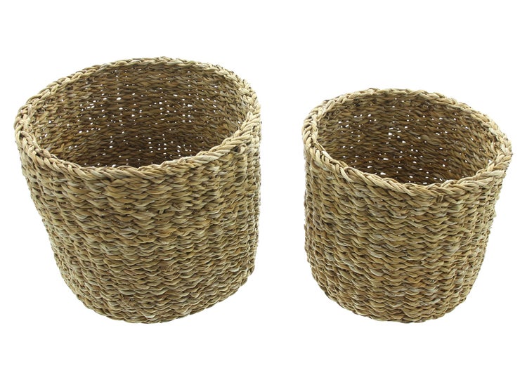 FRANK FLECHTWAREN | Übertopf Seegras, 2er Set, SEEGRAS, Ø 21 x 18 cm, Ø 25 x 20 cm