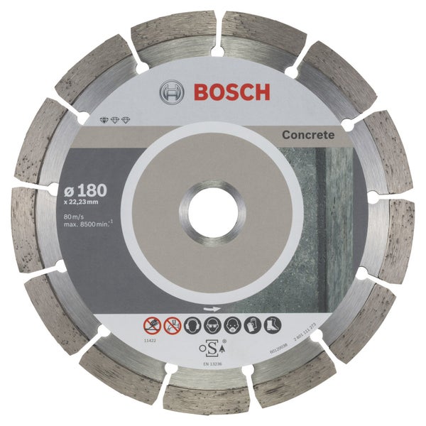 Bosch 10x Diamanttrennscheibe Standard for Concrete, 180 x 22,23 x 2 x 10 mm -2608603242