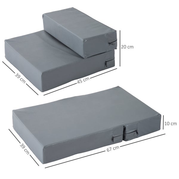 PawHut Tiertreppe, L45 x B39 x H20 cm, PU, Schaumstoff, Dunkelgrau/Kohlegrau