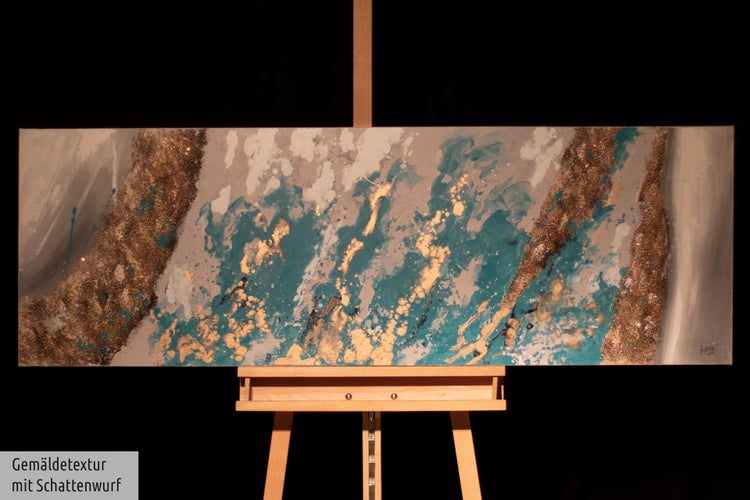 Handgemaltes Gemälde Acrylfarbe 150x50cm Weiß