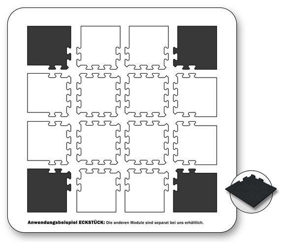 Kunstrasen-Gummifliese 30 mm – Puzzle-System-Eckstück