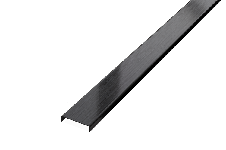 C-Profil aus geschliffenem Edelstahl 2700mm X 40mm x 9mm - Satinschwarz