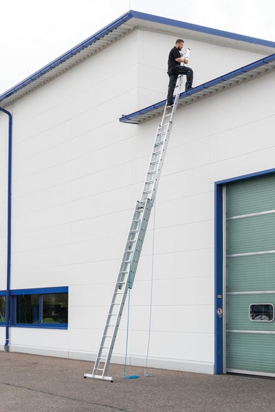 PROREGAL Sprossen-Seilzugleiter 3-Teilig mit Standard-Traverse 3 x 14 Sprossen