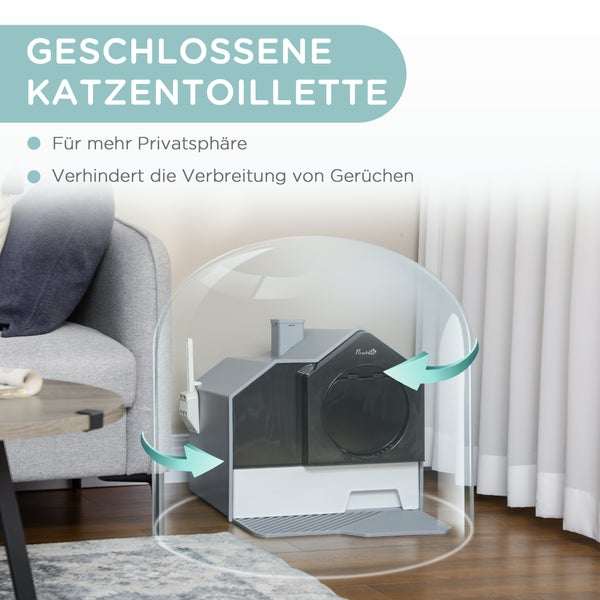 PawHut Katzentoilette, 47L x 45B x 42H cm, Kunststoff, ABS, Grau