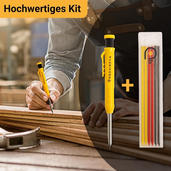 Proxinova Zimmermannswinkel Set - Aluminiumlegierter Zimmermannswinkel Groß 180mm mit Wasserwaage und Zimmermannsstift - Messlehre, Winkelmesser, Anschlagwinkel - Speed Square, Zimmererwinkel