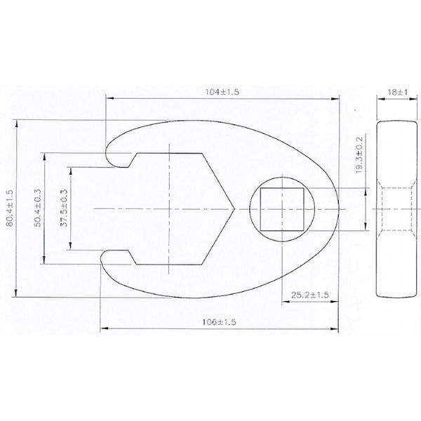 BGS Hahnenfußschlüssel Antrieb Innenvierkant 20 mm (3/4) SW 50 mm - 1759-50