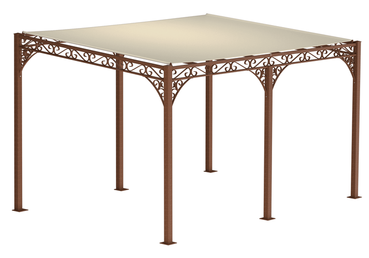 Pergola ELEO Sardegna 3 x 4 m unbeschichtet - Edelrost | mit Sonnensegel ecru