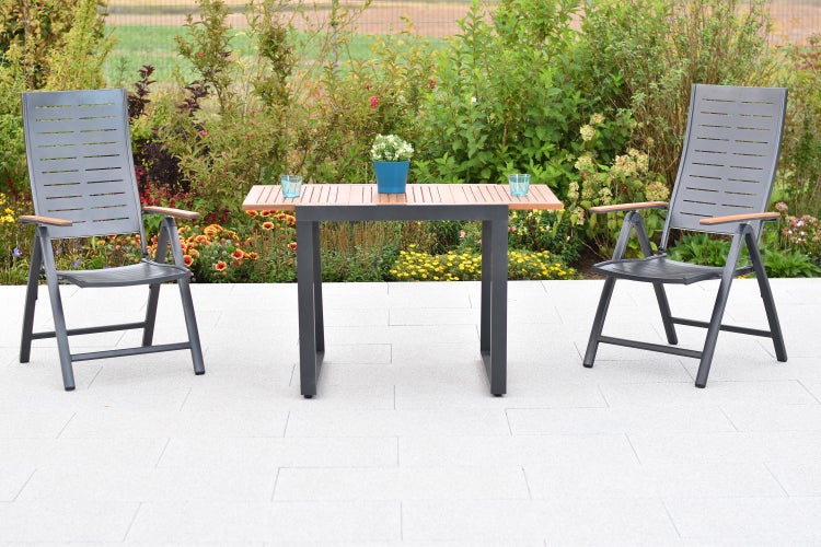 Tinos Gartenmöbelset 3tlg., 2 Klappsessel, Ausziehtisch 80 (120) x 70 cm