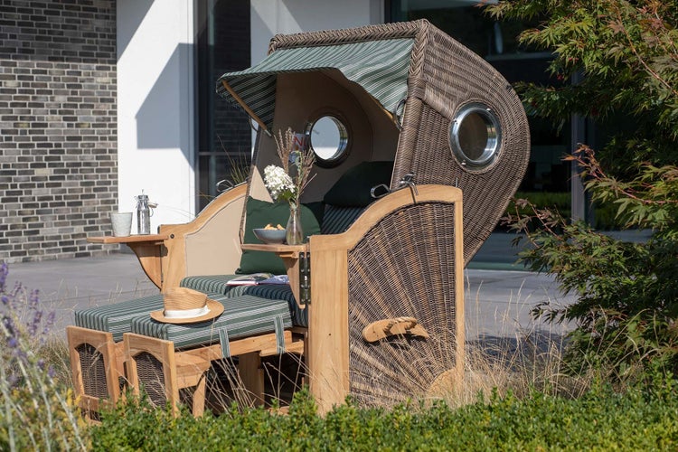 Strandkorb Rantum Teak PE grey Dessin 506