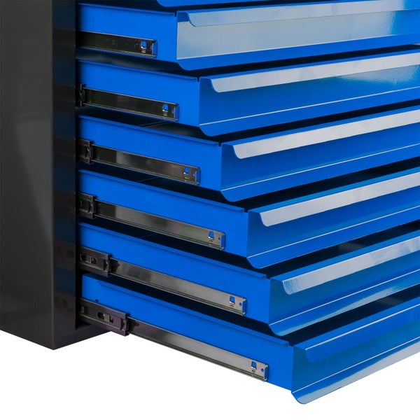 PROREGAL Schubladenschrank Kobra mit 10 Schubladen Gummiauflage HxBxT 90 x 71 x 55 cm Anthrazitgrau Blau
