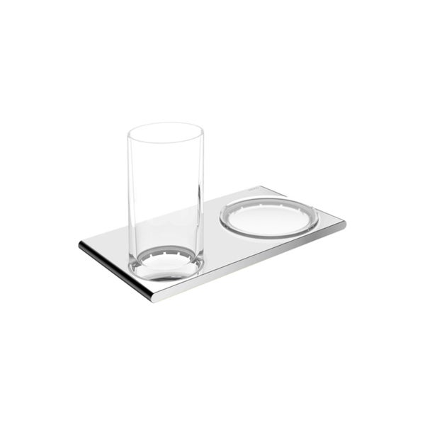 KEUCO Edition 400 Doppelhalter, mit Echtkristallglas und Seifenschale aus Glas, verchromt