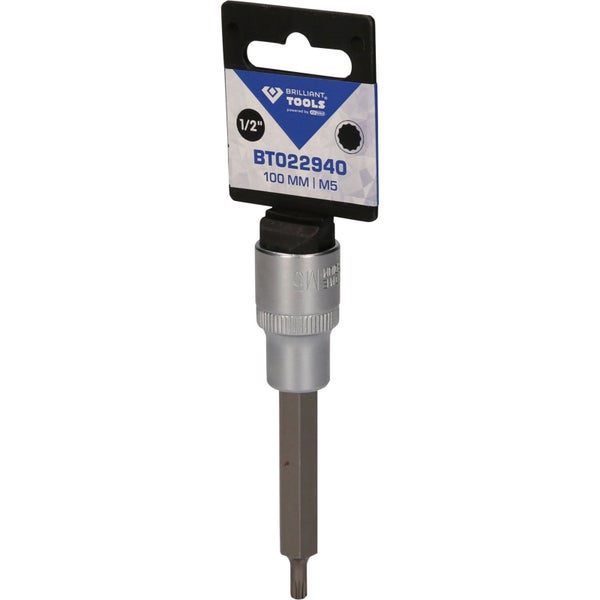 BRILLIANT TOOLS 1/2 Vielzahn-Bit-Stecknuss 100 mm lang M5 - BT022940