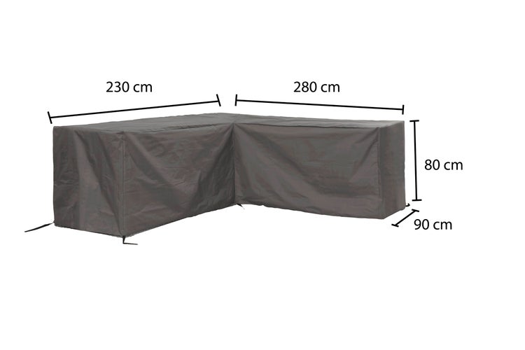 Schutzhülle für Ecklounge mit den Maßen 230 cm x 280 cm x 80 cm x 90 cm