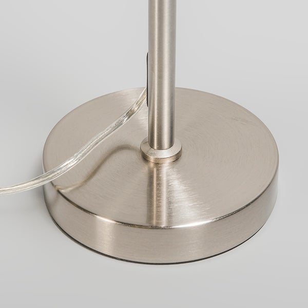 Runder Lampenfuß aus gebürstetem Metall mit Netzkabel für Tischleuchte