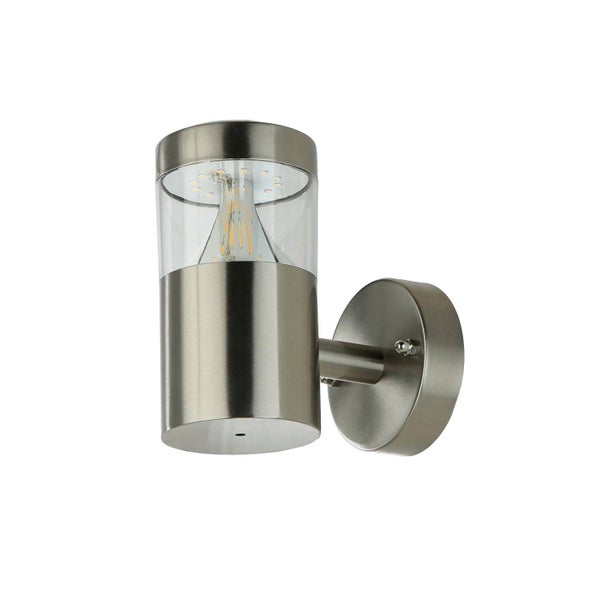 Wandleuchte aus Edelstahl mit klarem Lampenschirm