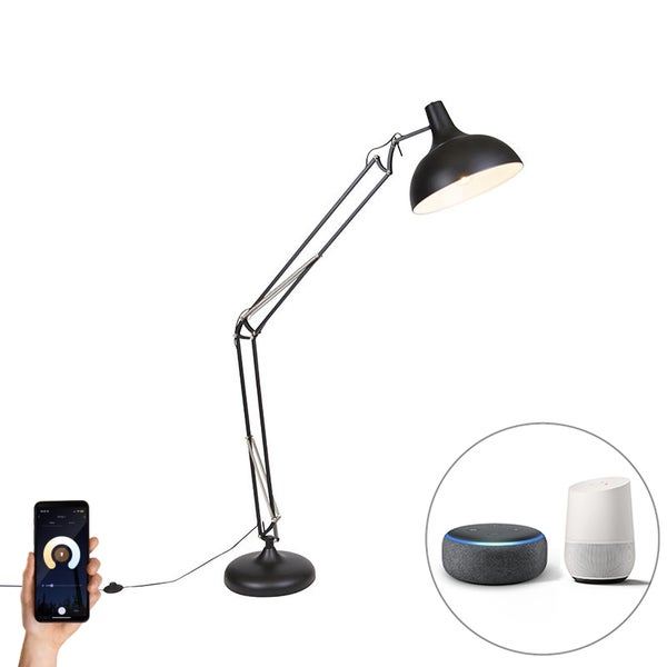Smarte Stehlampe schwarz verstellbar inkl. Wifi A60 - Hobby