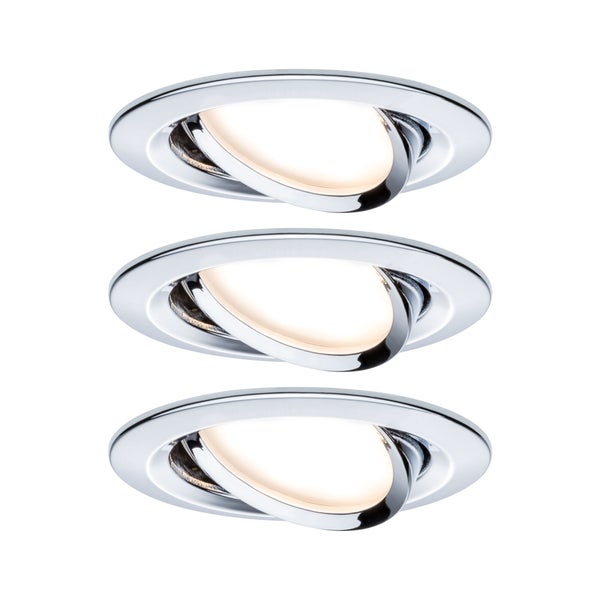 LED Einbauleuchte 3-Step-Dim Nova Basisset schwenkbar rund 84mm 50° GU10 3x6,5W 3x460lm 230V dimmbar 2700K Chrom