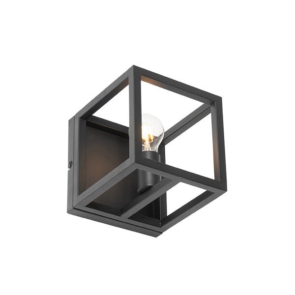 Kubische Wandleuchte mit Glühbirne