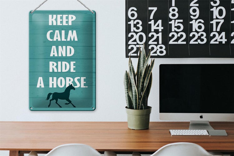 Blechschild Spruch 20x30cm keep calm and ride a horse Pferd