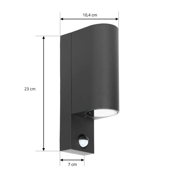 PRIOS Tetje mit Bewegungsmelder (Modern) in Schwarz aus Aluminium (2 flammig, GU10)