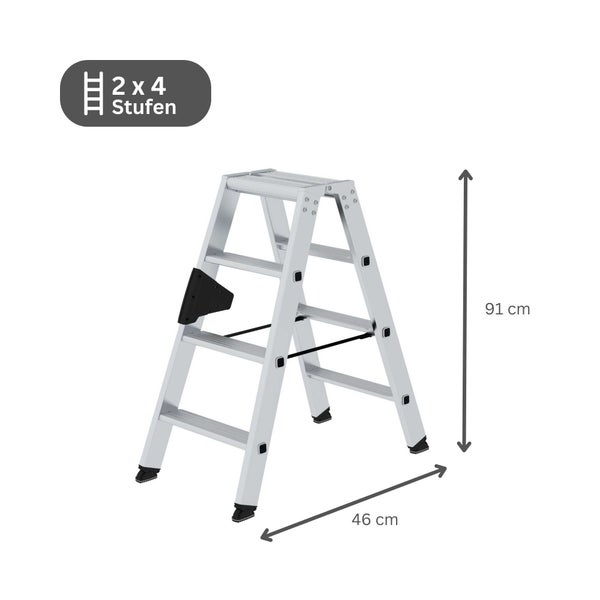 PROREGAL Stufen-Stehleiter Beidseitig Begehbar 2 x 4 Stufen