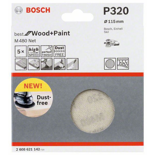 Bosch Schleifgitter P320, Durchmesser 115 mm, geeignet für Holz und Farbe