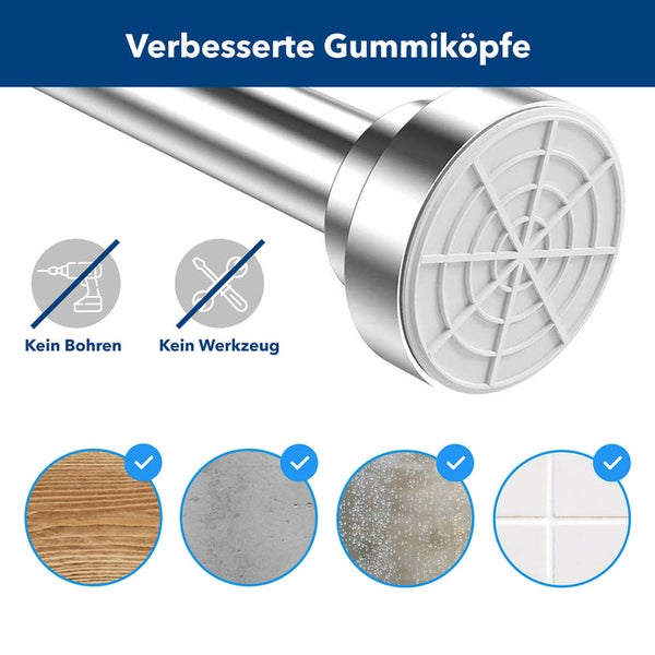 FLOORDIREKT Teleskop Duschvorhangstange Stufenlos Verstellbar 70-120 cm