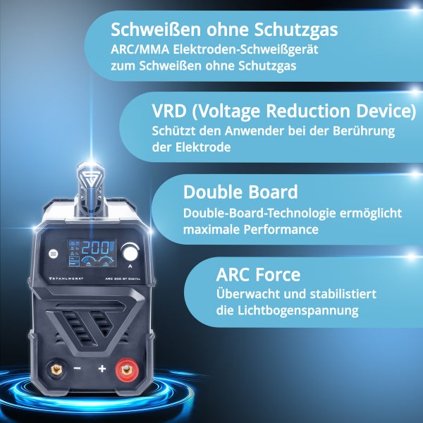 STAHLWERK Schweißgerät ARC 200 ST Digital MMA Elektroden E Hand Inverter 200 A