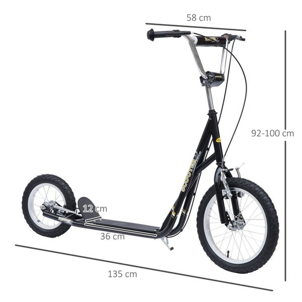 HOMCOM Kinderroller, L135 x B58 x H92-100 cm, Stahl, Gummi, Schwarz