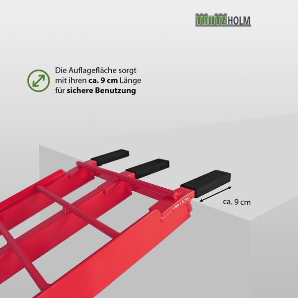 Detailansicht einer Trutzholm Auffahrrampe mit einer Auflagefläche von circa 9 cm Länge für sichere Benutzung.
