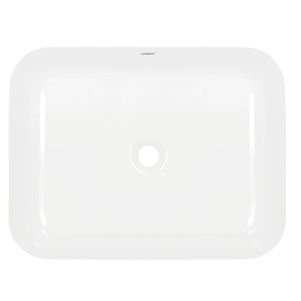 ECD Germany Waschbecken Waschtisch 505x395x135 mm aus Keramik Weiß inkl. Ablaufgarnitur für Waschbecken ohne Überlauf Aufsatzbecken Aufsatzwaschbecken Aufsatzwaschtisch Waschschale Spülbecken Becken