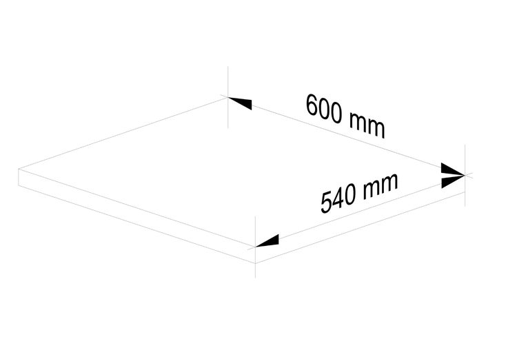 Produktzeichnung mit Maßangaben 600 mm und 540 mm