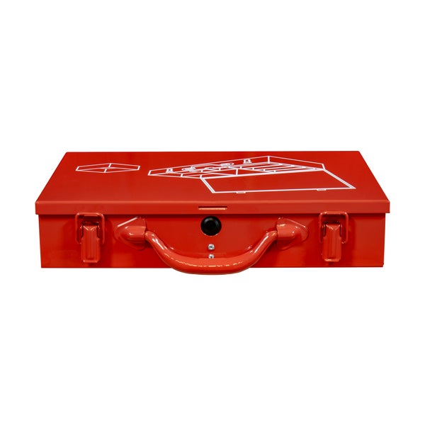 PROREGAL Sortimentskoffer aus Metall mit 9 farbigen Systemfächer | HxBxT 7x24x34cm | Verkehrsrot