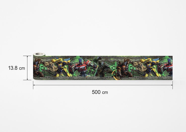 Wandbordüre mit Transformers-Motiven, 13,8 Zentimeter hoch und 500 Zentimeter lang.