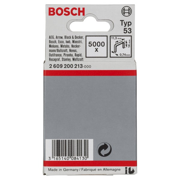 Bosch 5.000x Feindrahtklammer Typ 53, 11,4 x 0,74 x 14 mm - 2609200213